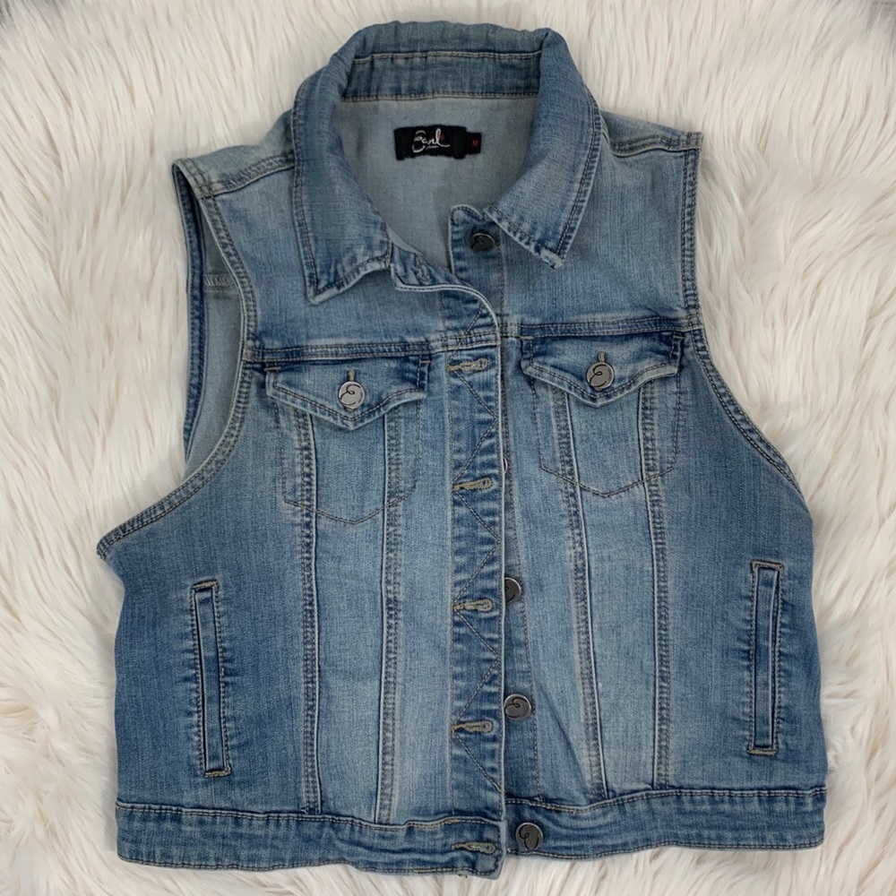 EARL JEAN Faded 90s Style Denim Vest M